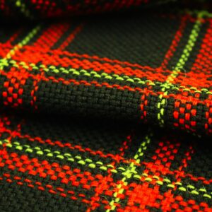 Tejido tartán en negro, rojo y verde para fundas de coche a medida